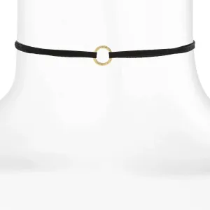 1928 Jewelry Round Ring Slim Black Suede Choker Necklace 12"   5" Extender