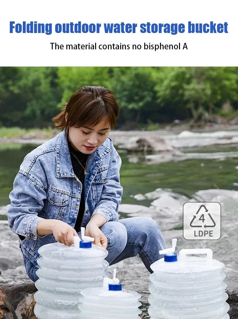 5-15L Capacity Car Collapsible Outdoor Water Bucket Portable Driving Water Tank Container Faucet ведро For Camping Picnic Hiking