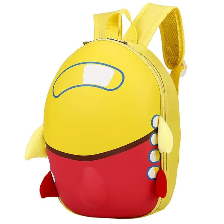 Airplane-Themed Waterproof Kids Backpack - Spacious Eggshell Design for Adventurous Learning