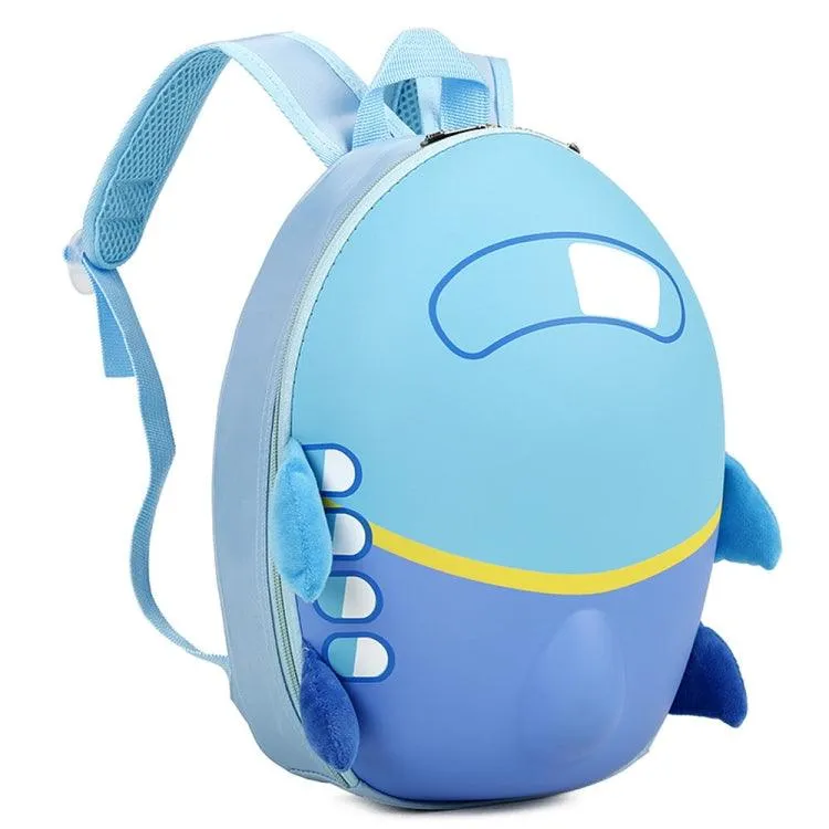 Airplane-Themed Waterproof Kids Backpack - Spacious Eggshell Design for Adventurous Learning