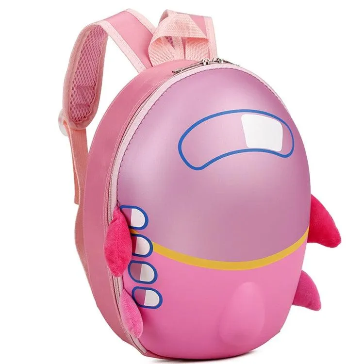 Airplane-Themed Waterproof Kids Backpack - Spacious Eggshell Design for Adventurous Learning