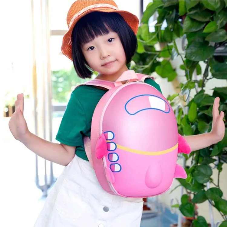 Airplane-Themed Waterproof Kids Backpack - Spacious Eggshell Design for Adventurous Learning
