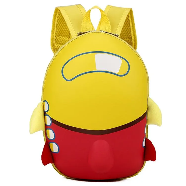 Airplane-Themed Waterproof Kids Backpack - Spacious Eggshell Design for Adventurous Learning