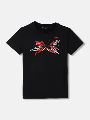 Antony Morato Kids Black Printed Round Neck Short Sleeves T-Shirt
