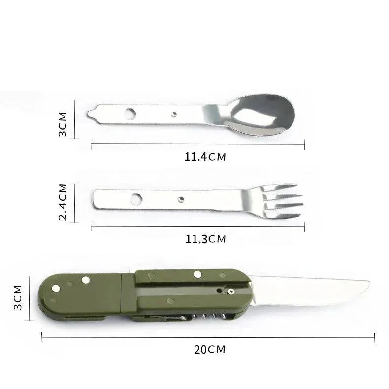 Camping Cutlery Stainless Steel Folding Knife Fork Spoon Portable Outdoor Tableware Camping Equipmen