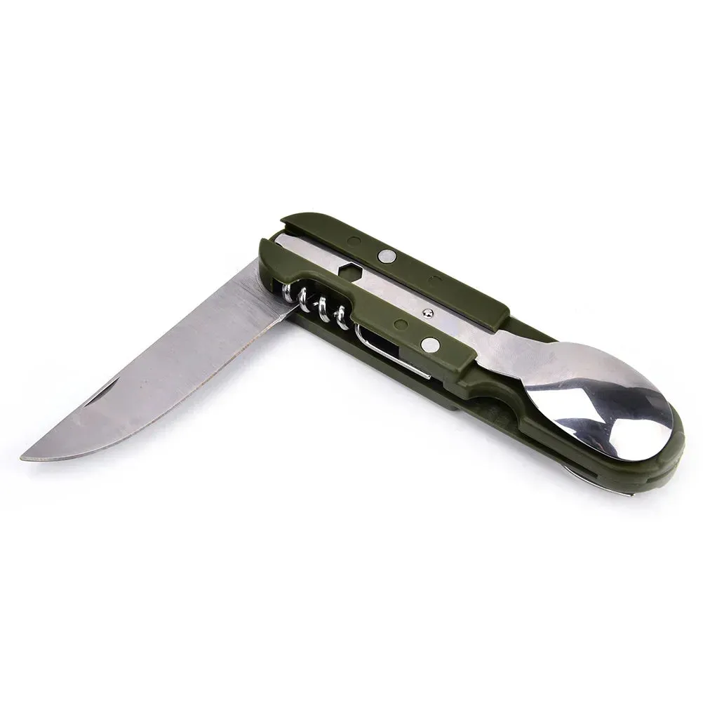 Camping Cutlery Stainless Steel Folding Knife Fork Spoon Portable Outdoor Tableware Camping Equipmen