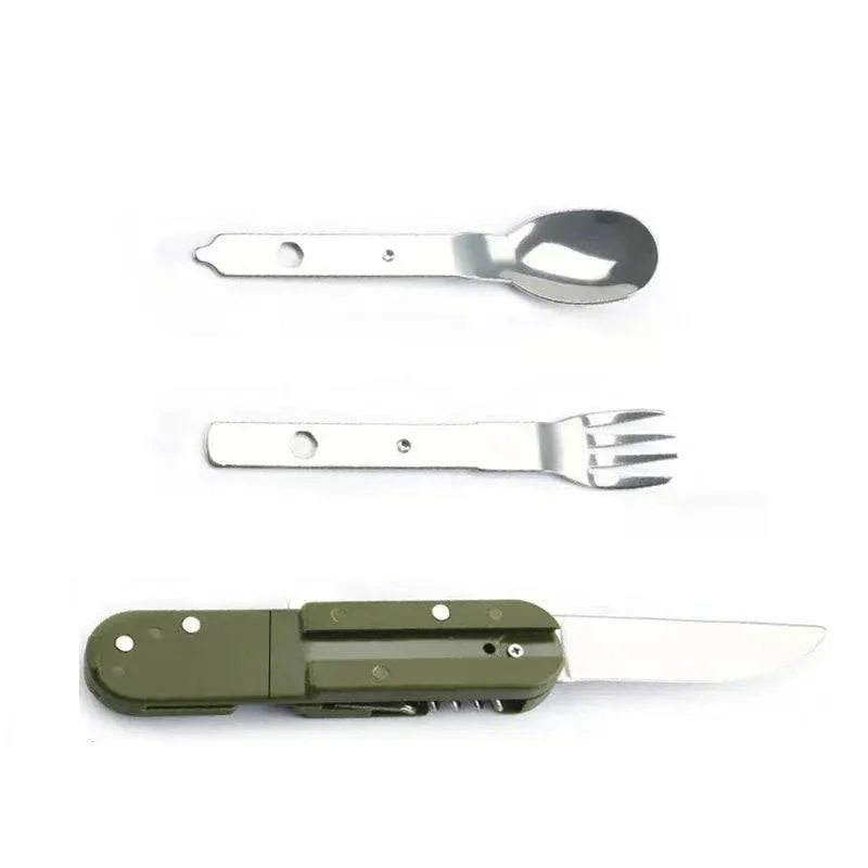 Camping Cutlery Stainless Steel Folding Knife Fork Spoon Portable Outdoor Tableware Camping Equipmen
