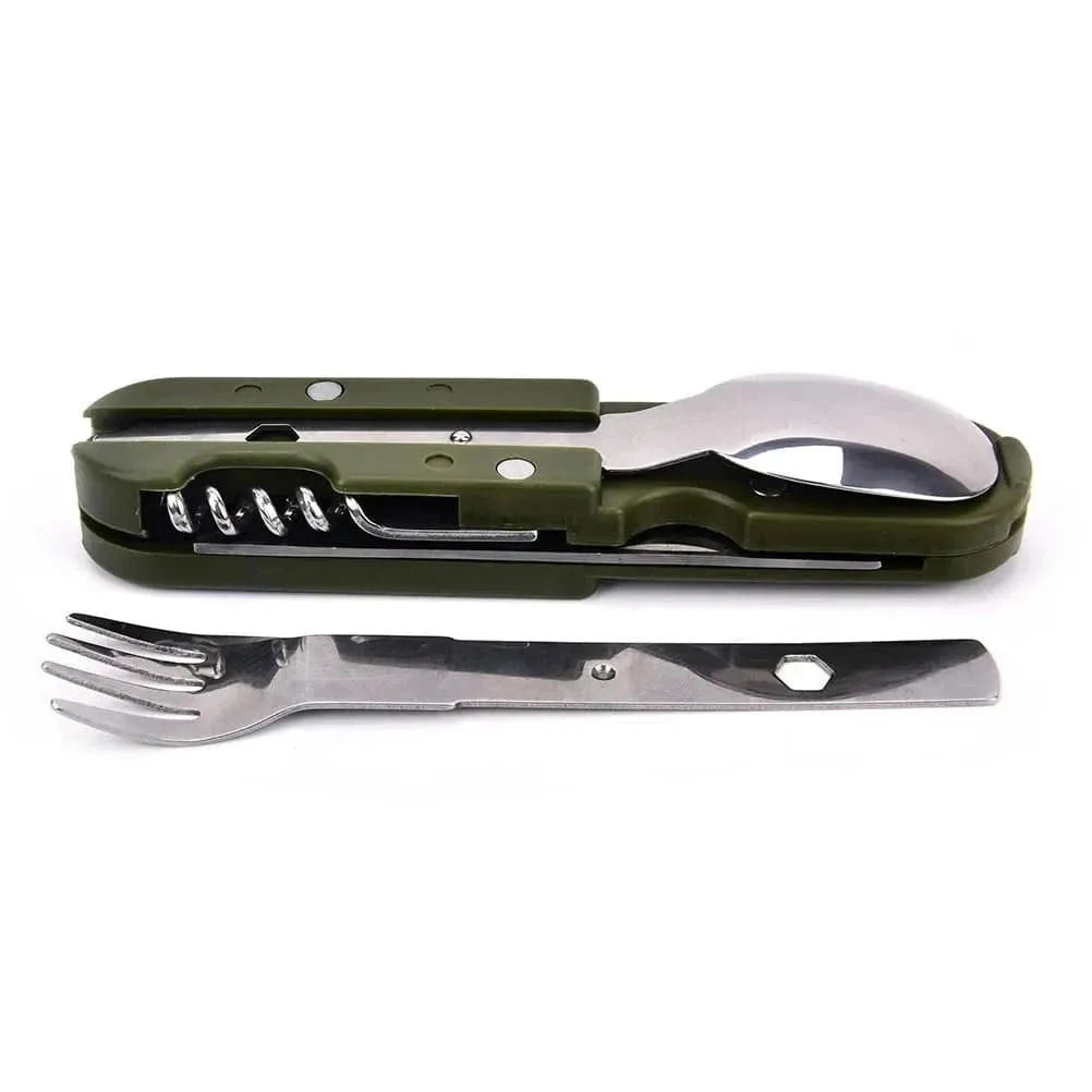 Camping Cutlery Stainless Steel Folding Knife Fork Spoon Portable Outdoor Tableware Camping Equipmen