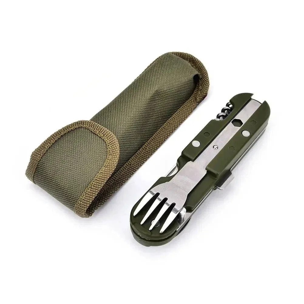 Camping Cutlery Stainless Steel Folding Knife Fork Spoon Portable Outdoor Tableware Camping Equipmen