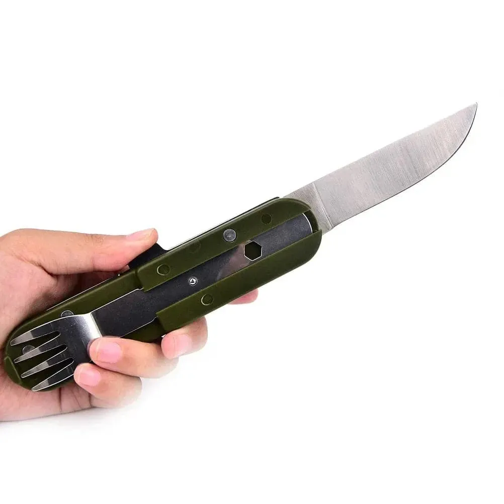 Camping Cutlery Stainless Steel Folding Knife Fork Spoon Portable Outdoor Tableware Camping Equipmen