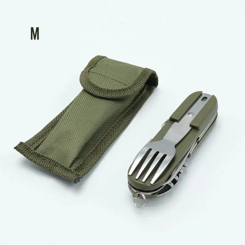 Camping Cutlery Stainless Steel Folding Knife Fork Spoon Portable Outdoor Tableware Camping Equipmen