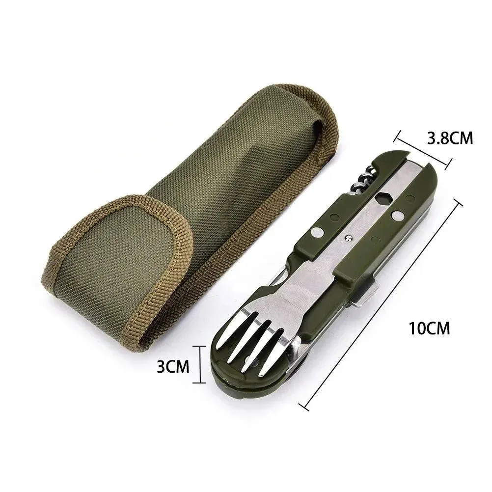 Camping Cutlery Stainless Steel Folding Knife Fork Spoon Portable Outdoor Tableware Camping Equipmen