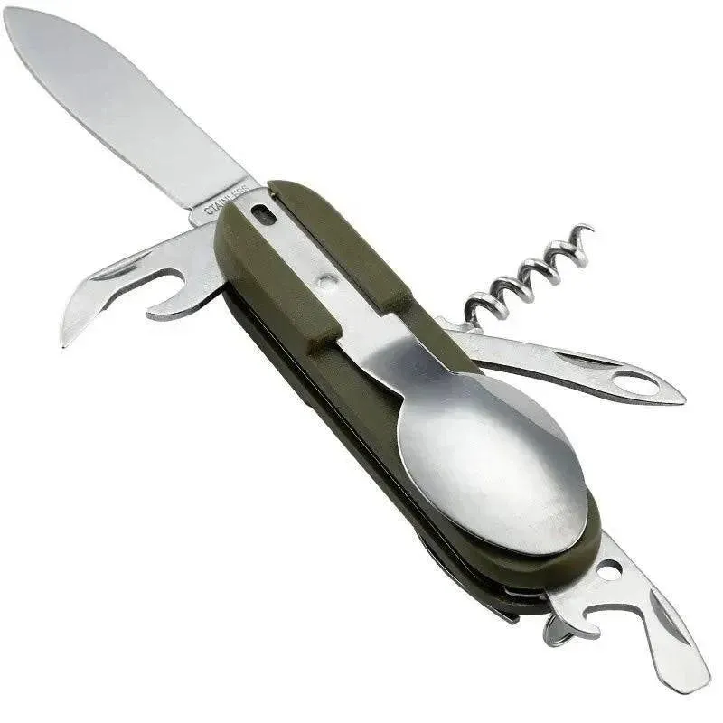 Camping Cutlery Stainless Steel Folding Knife Fork Spoon Portable Outdoor Tableware Camping Equipmen