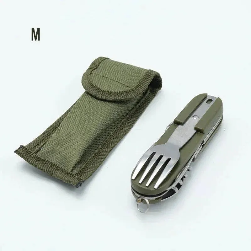 Camping Cutlery Stainless Steel Folding Knife Fork Spoon Portable Outdoor Tableware Camping Equipmen
