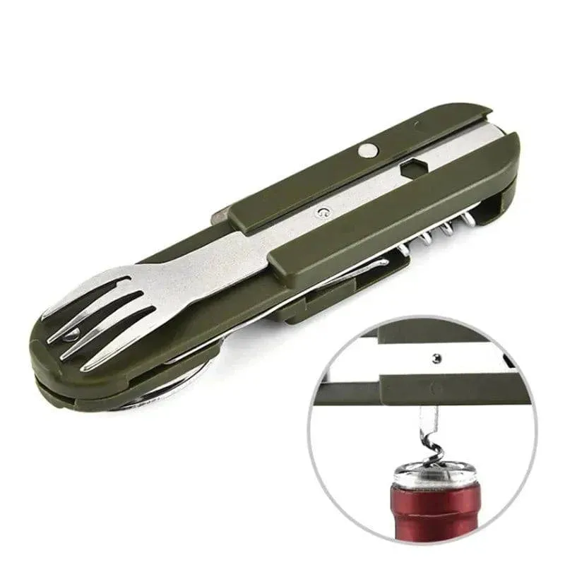 Camping Cutlery Stainless Steel Folding Knife Fork Spoon Portable Outdoor Tableware Camping Equipmen