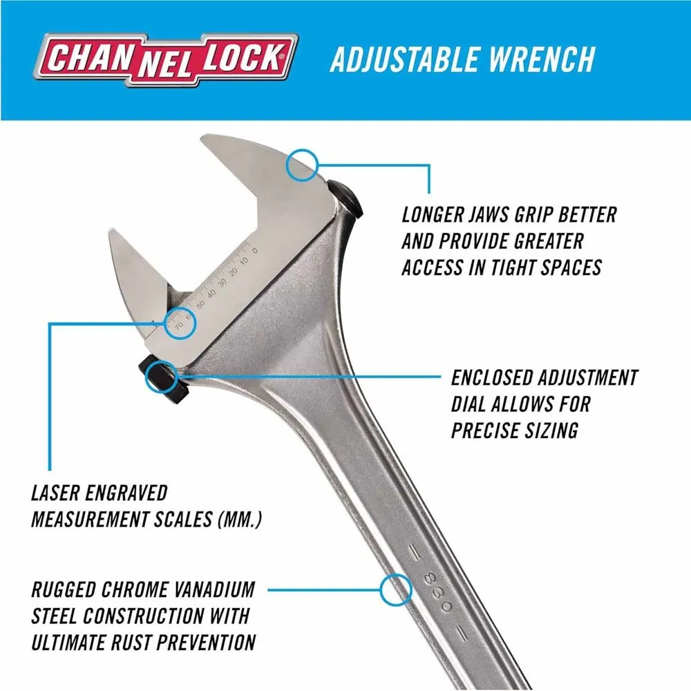 Channel Lock 830 Chrome Adjustable Wrench 30"