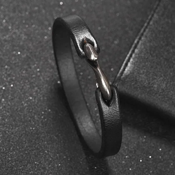 Classy Men Black Vintage Leather Bracelet