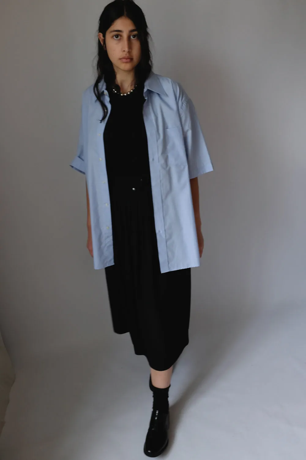 CLASSY SHORT ARM BLUE OVERSIZE SHIRT