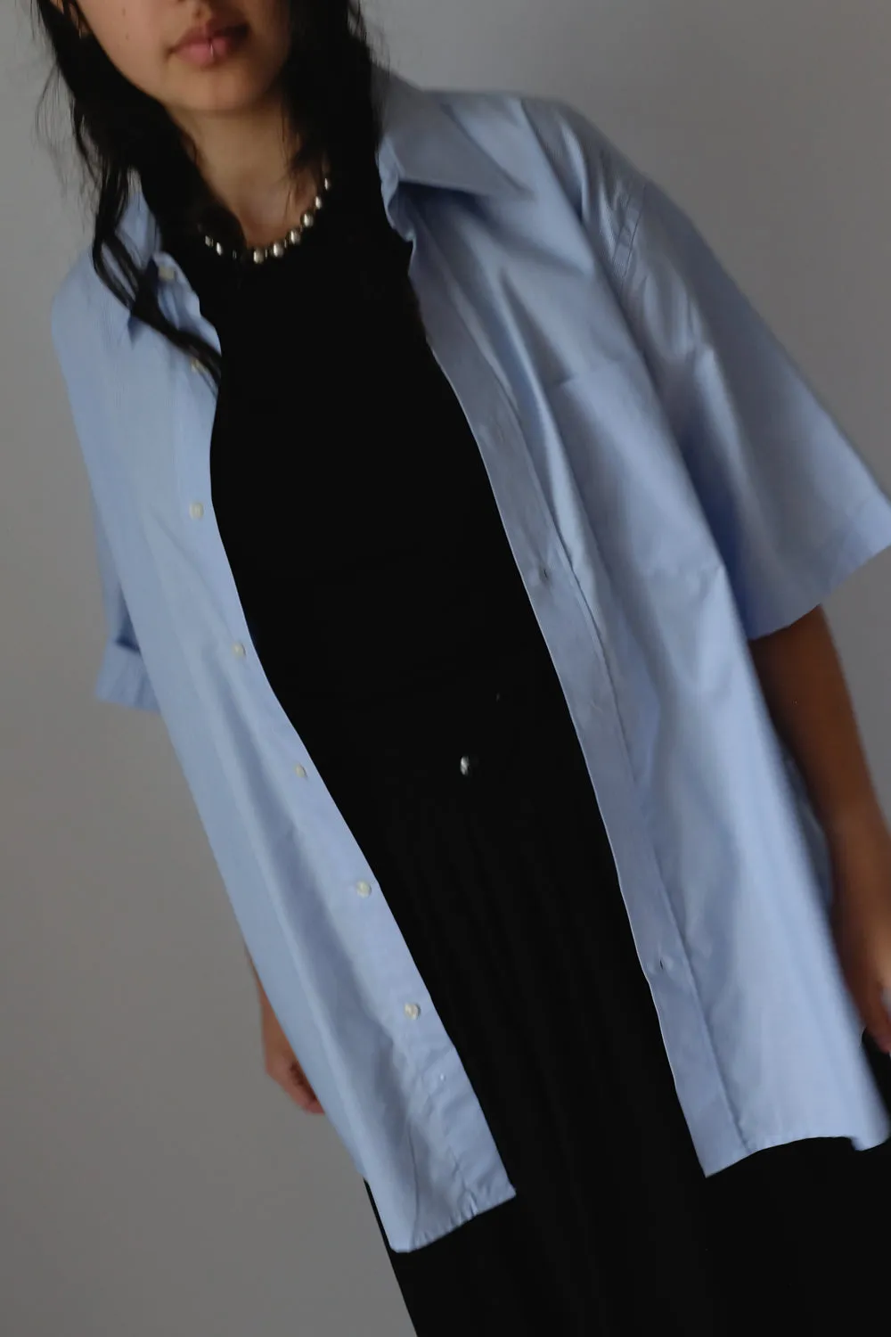CLASSY SHORT ARM BLUE OVERSIZE SHIRT
