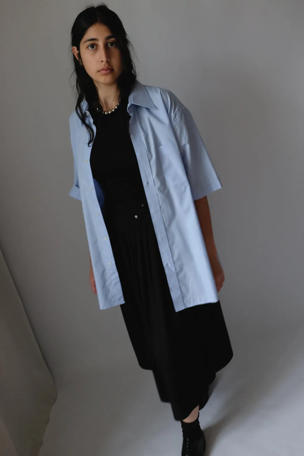 CLASSY SHORT ARM BLUE OVERSIZE SHIRT