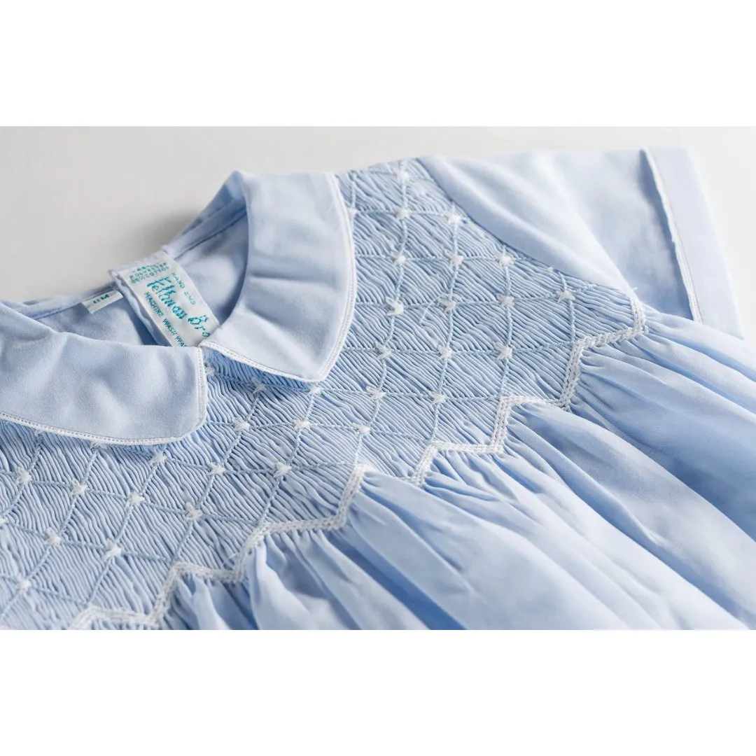 Diamond Smocked Creeper - Blue/White