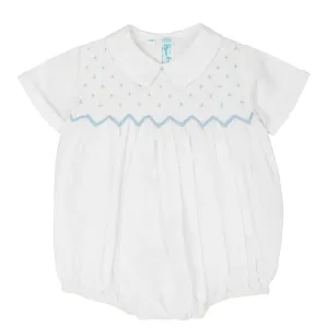 Diamond Smocked Creeper - White/Blue