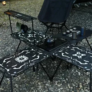 Difeike IGT Magic Cube Table, Wild Road, Feige Co Branded Outdoor Camping Folding Splicing Aluminum Plate Table, Tactical Table