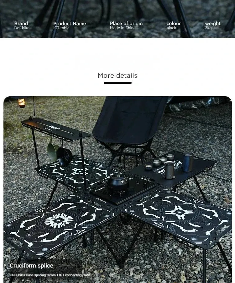Difeike IGT Magic Cube Table, Wild Road, Feige Co Branded Outdoor Camping Folding Splicing Aluminum Plate Table, Tactical Table