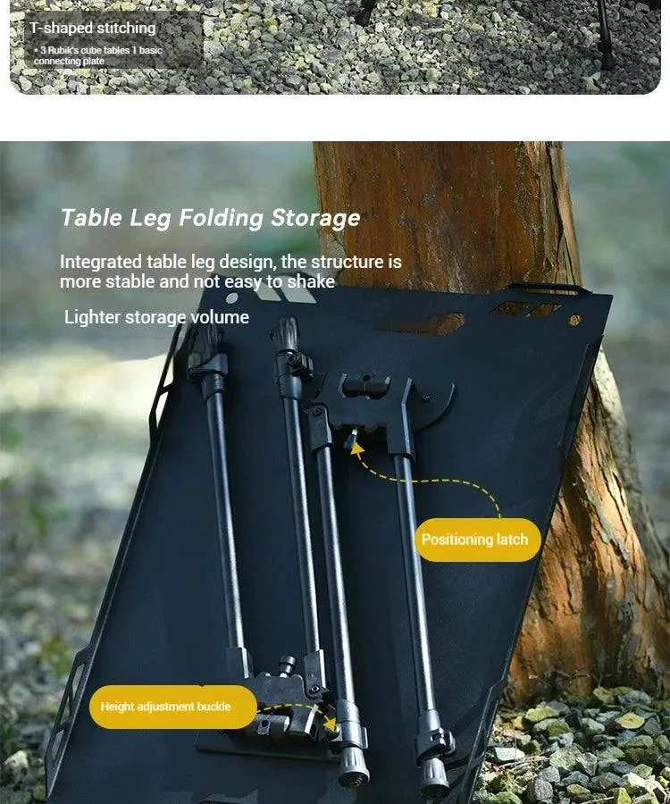 Difeike IGT Magic Cube Table, Wild Road, Feige Co Branded Outdoor Camping Folding Splicing Aluminum Plate Table, Tactical Table