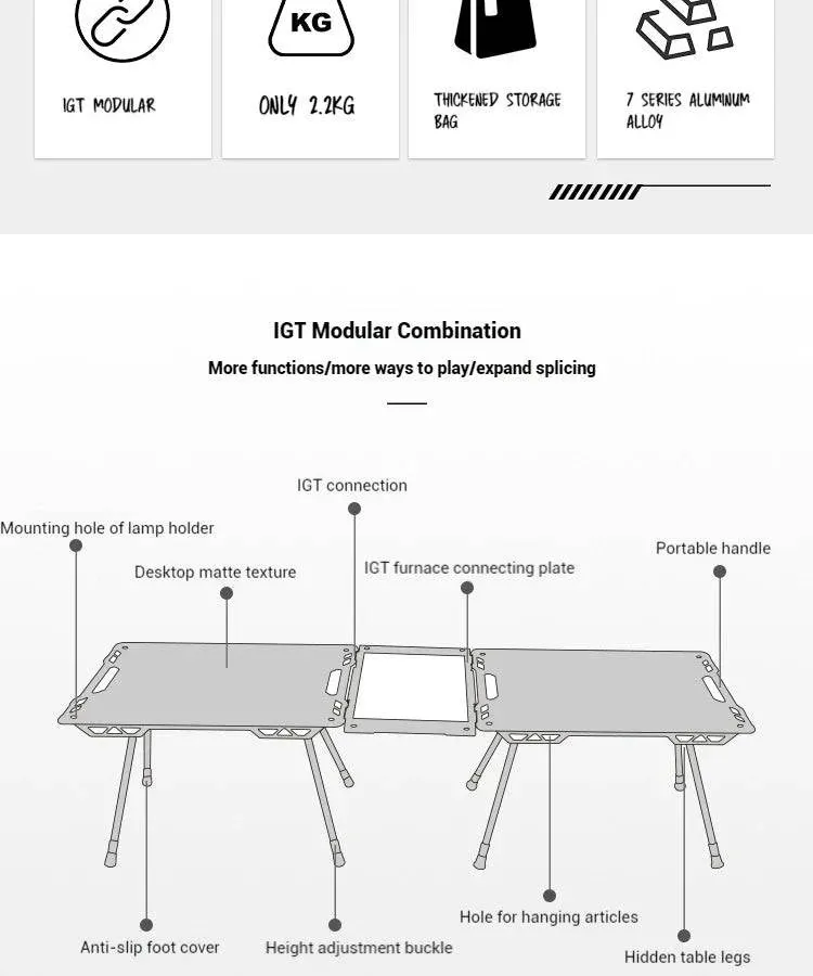 Difeike IGT Magic Cube Table, Wild Road, Feige Co Branded Outdoor Camping Folding Splicing Aluminum Plate Table, Tactical Table