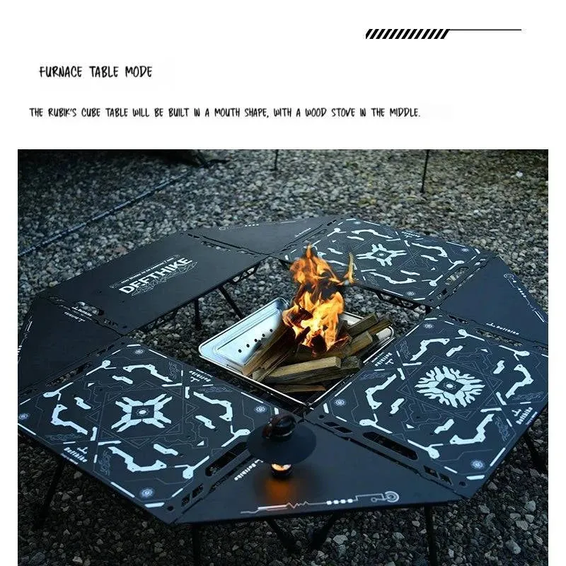 Difeike IGT Magic Cube Table, Wild Road, Feige Co Branded Outdoor Camping Folding Splicing Aluminum Plate Table, Tactical Table