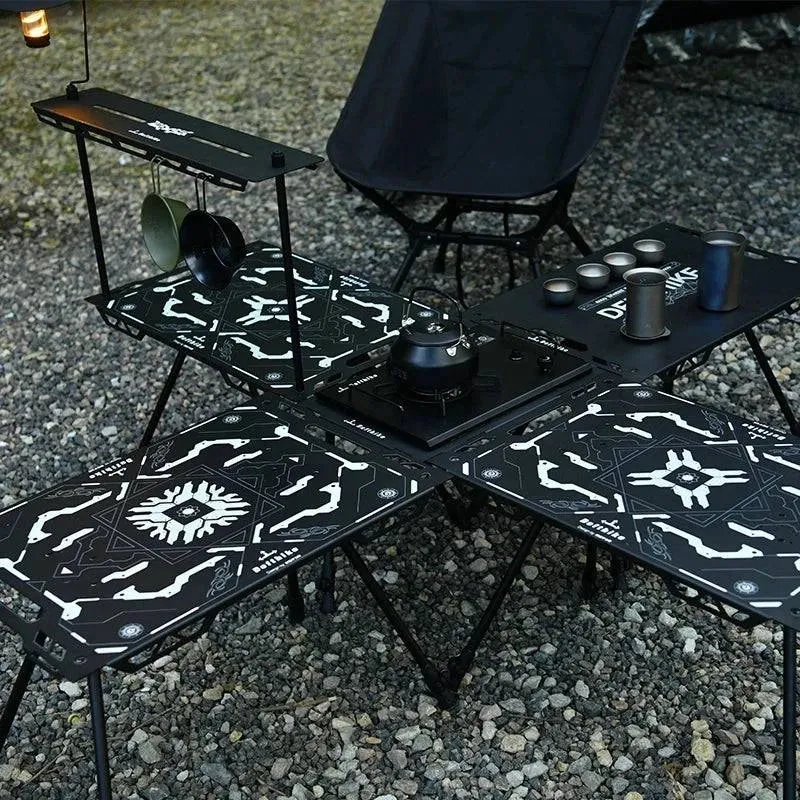 Difeike IGT Magic Cube Table, Wild Road, Feige Co Branded Outdoor Camping Folding Splicing Aluminum Plate Table, Tactical Table