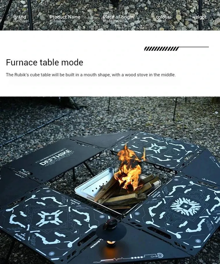 Difeike IGT Magic Cube Table, Wild Road, Feige Co Branded Outdoor Camping Folding Splicing Aluminum Plate Table, Tactical Table