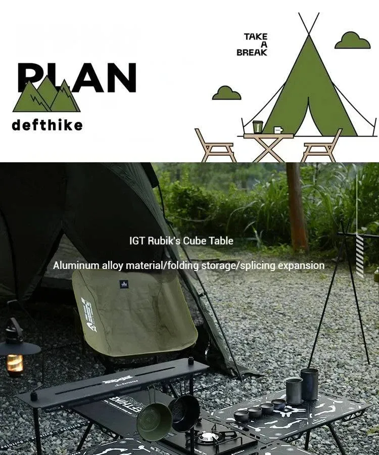 Difeike IGT Magic Cube Table, Wild Road, Feige Co Branded Outdoor Camping Folding Splicing Aluminum Plate Table, Tactical Table