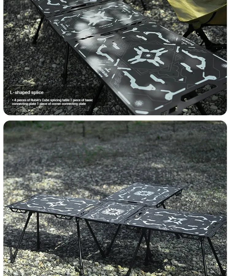 Difeike IGT Magic Cube Table, Wild Road, Feige Co Branded Outdoor Camping Folding Splicing Aluminum Plate Table, Tactical Table