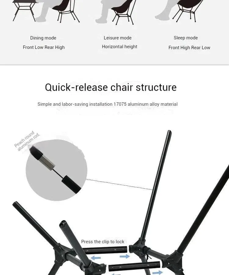 Difeike Outdoor Folding Camping Chair Portable New Moon Chair Outdoor High Back Lounge Chair Aluminum Alloy Free Lounge Chair