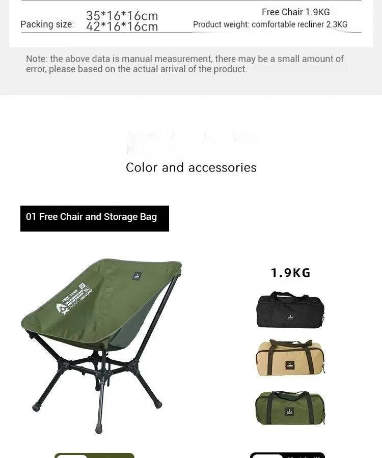 Difeike Outdoor Folding Camping Chair Portable New Moon Chair Outdoor High Back Lounge Chair Aluminum Alloy Free Lounge Chair