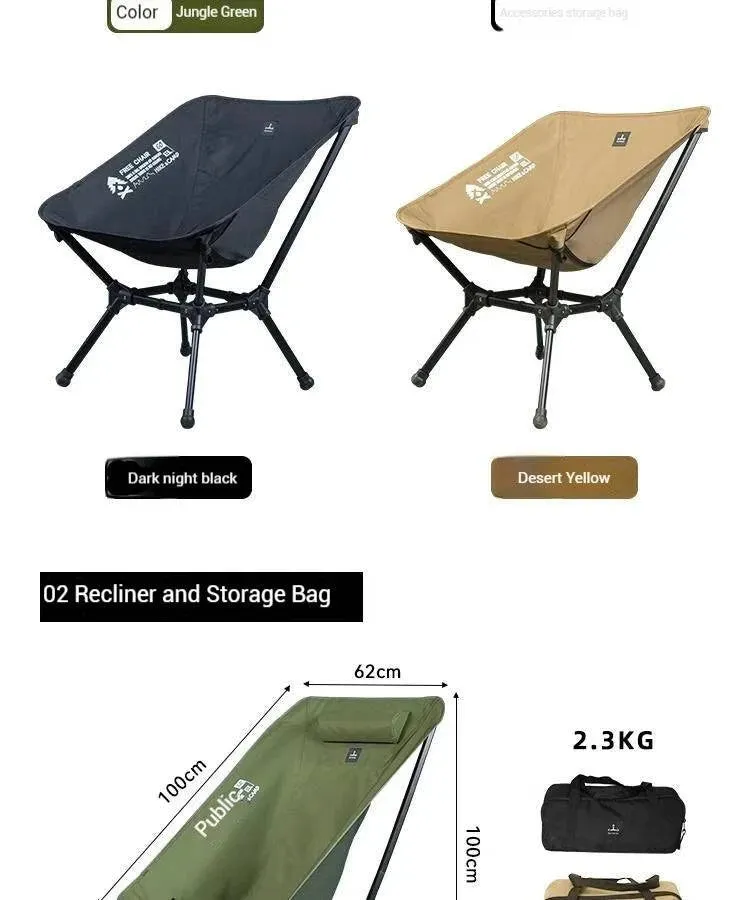Difeike Outdoor Folding Camping Chair Portable New Moon Chair Outdoor High Back Lounge Chair Aluminum Alloy Free Lounge Chair