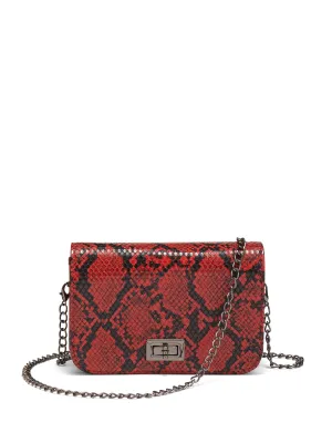 Faux-Leather Snake-Print Crossbody Bag