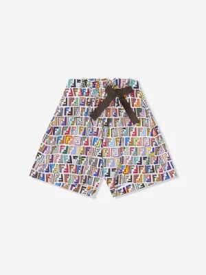 Fendi Girls FF Logo Print Shorts