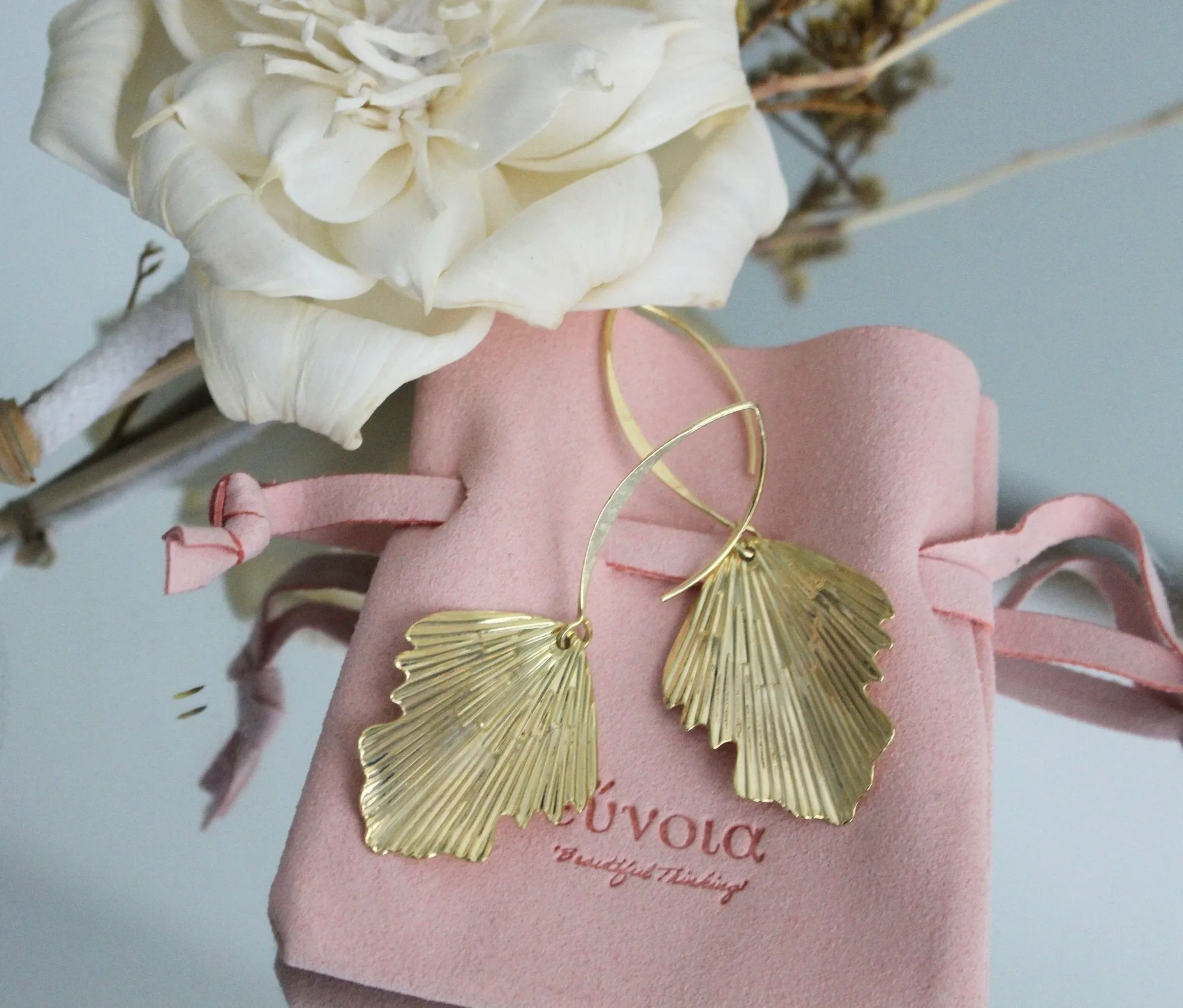 Gisele 18k Gold Plated Oversized Leaf Dangle Earrings | Minimalist Chic