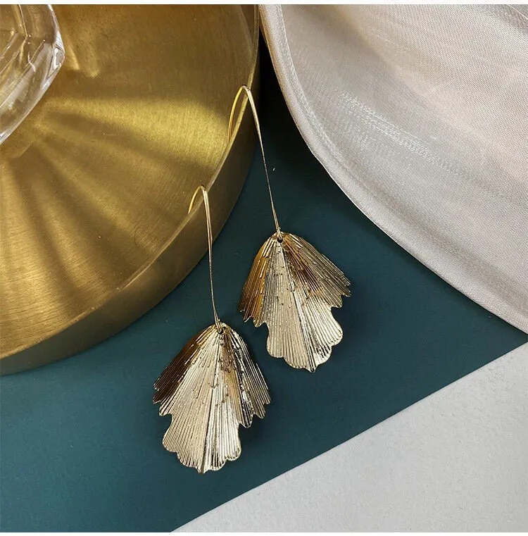Gisele 18k Gold Plated Oversized Leaf Dangle Earrings | Minimalist Chic