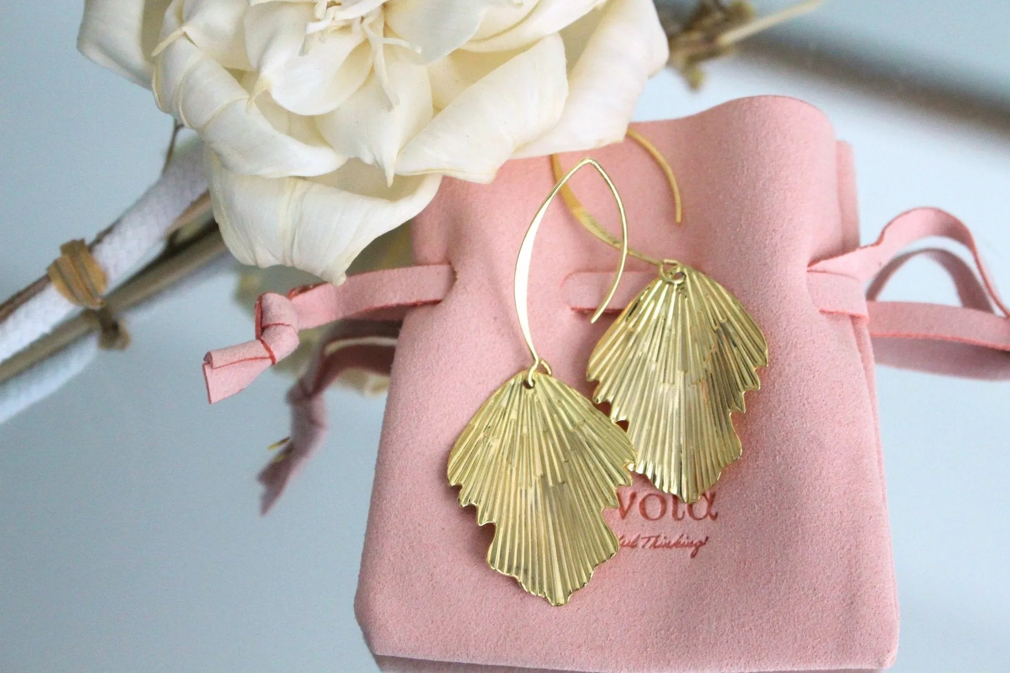 Gisele 18k Gold Plated Oversized Leaf Dangle Earrings | Minimalist Chic