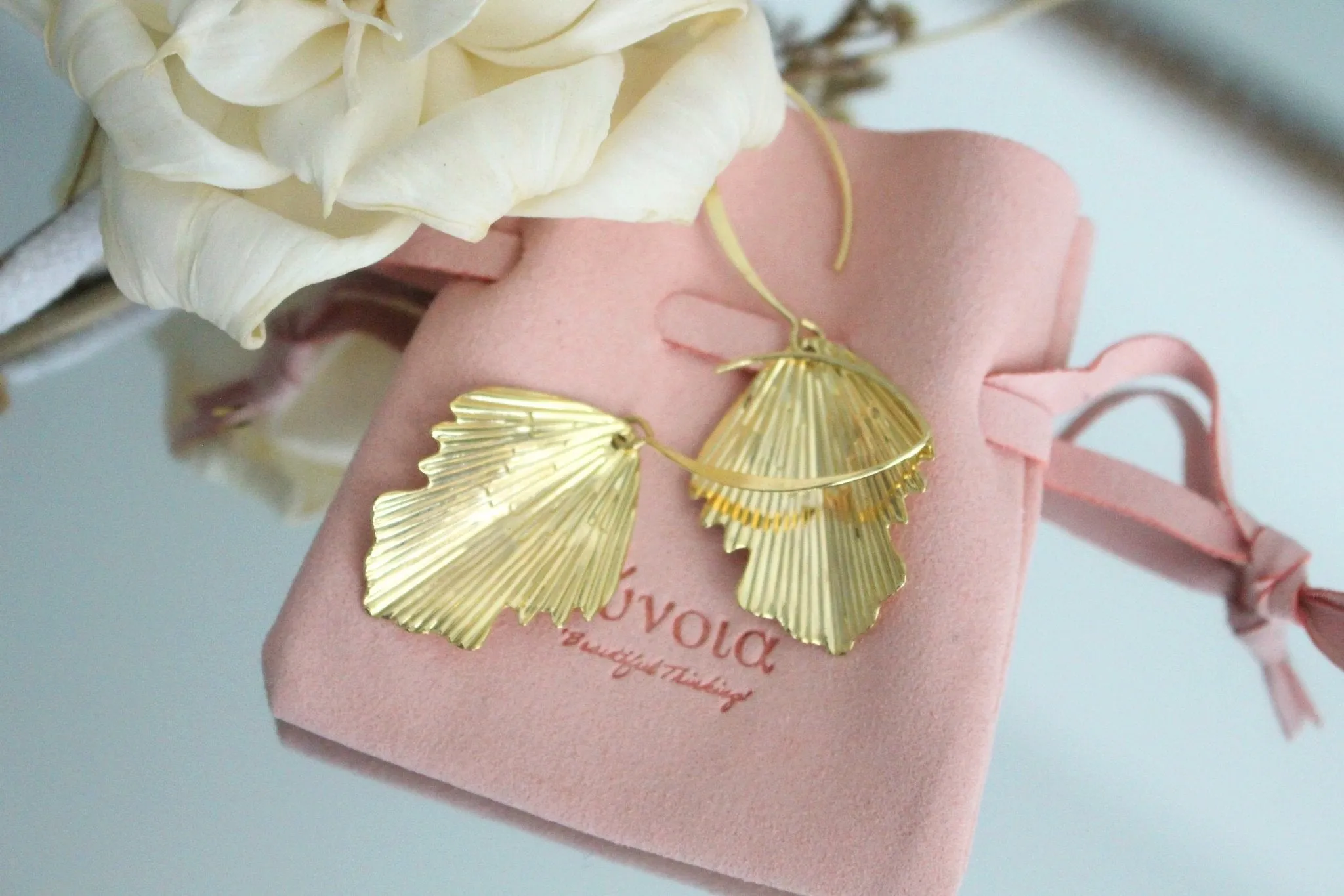 Gisele 18k Gold Plated Oversized Leaf Dangle Earrings | Minimalist Chic