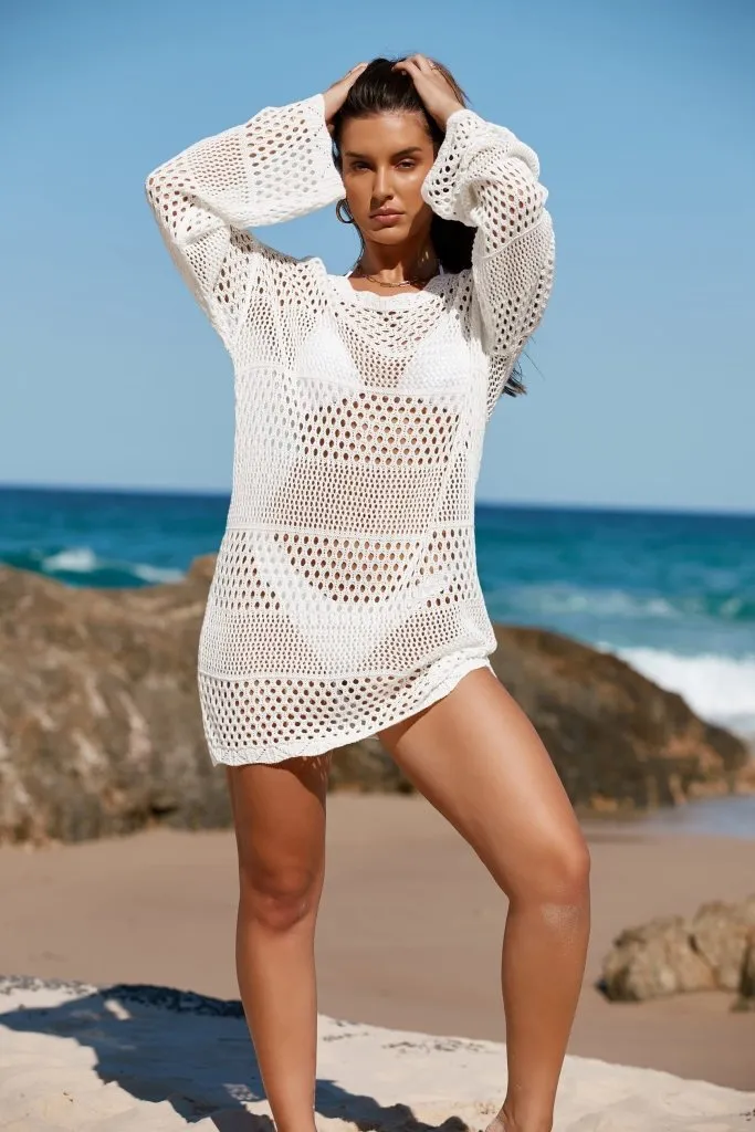 Hollow Out Crochet Mesh Bikini Cover Ups