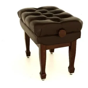 Maestro Adjustable Polished Walnut Piano Stool with Real Leather - FS606PWL