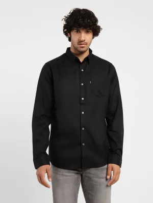 Men's Solid Spread Collar Shirt