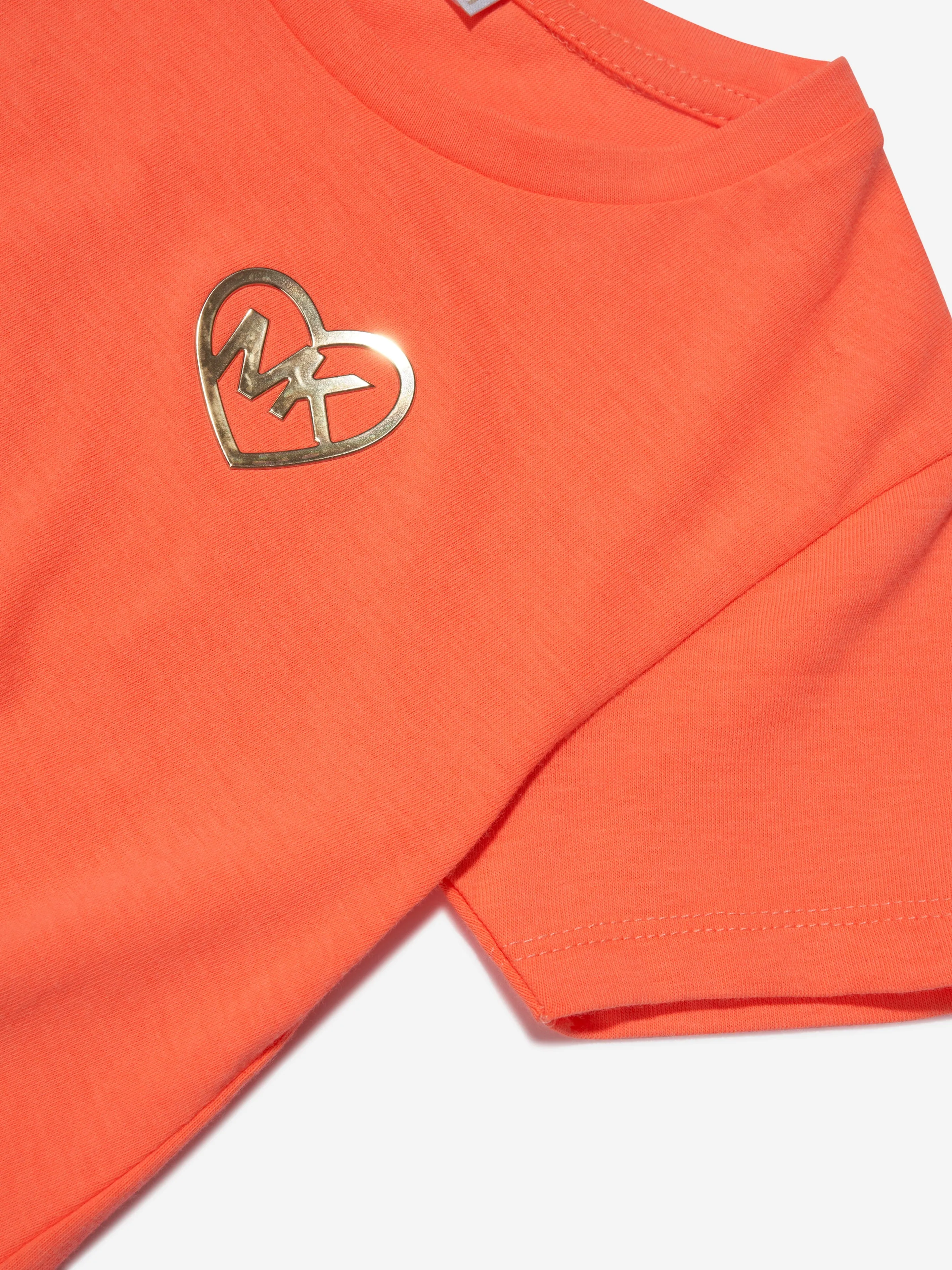 Michael Kors Girls Tie Front T-Shirt in Peach