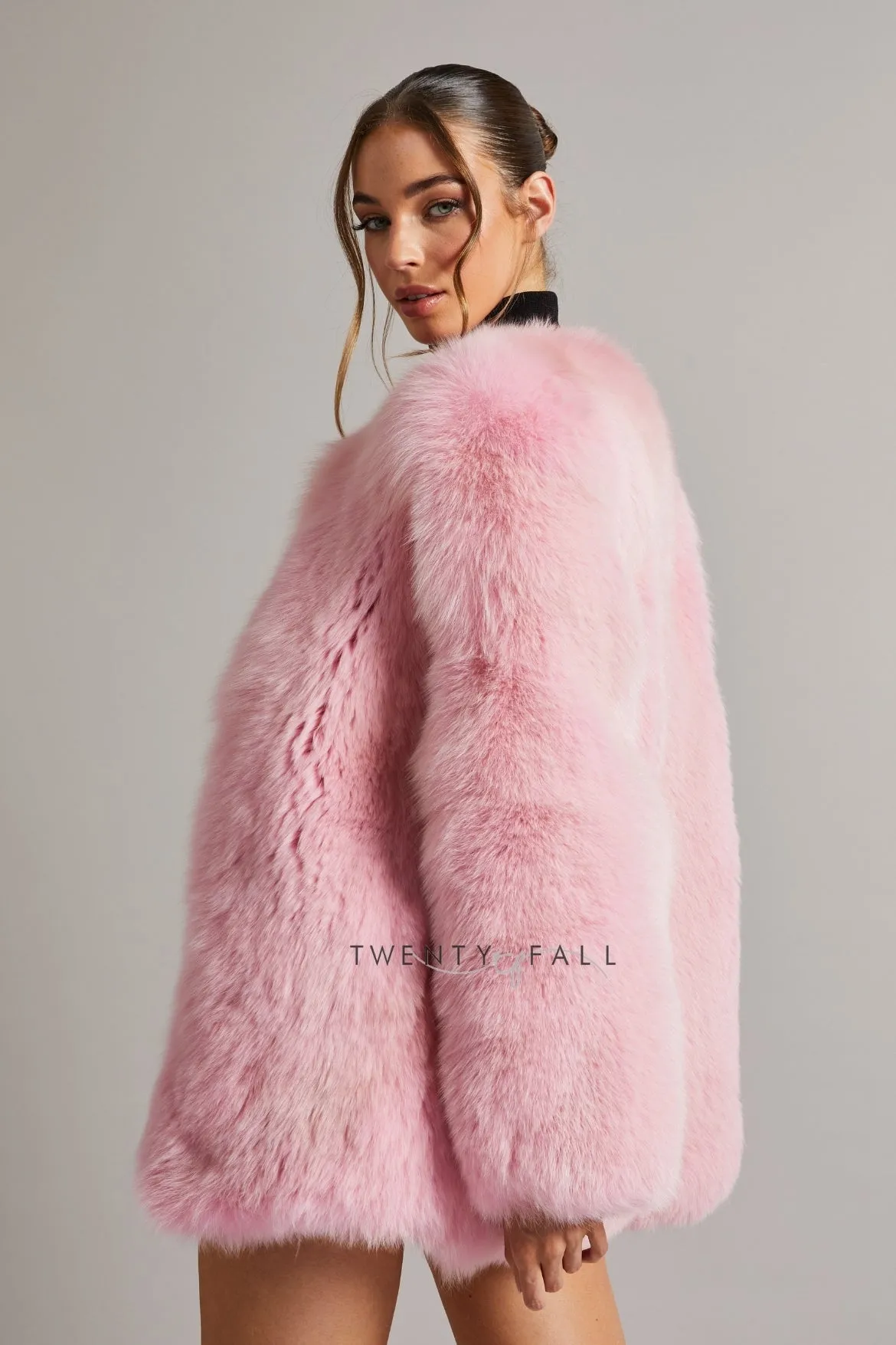 Pink Full Pelt Fox Fur Coat