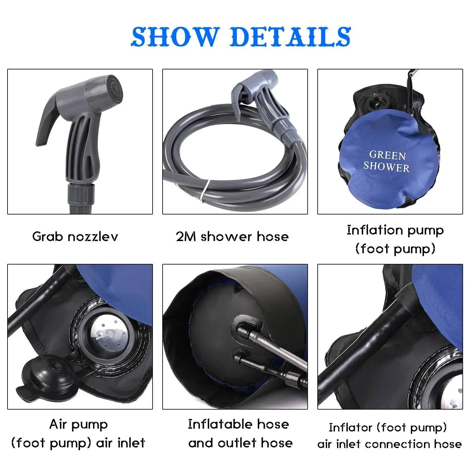 Portable Lightweight Outdoor Shower Water Bag PVC Pressure Shower Bag with Foot Pump For Beach Camping Hiking Climbing Bathing